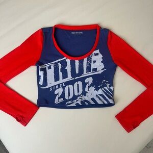 True Religion Blue and Red Graphic Top